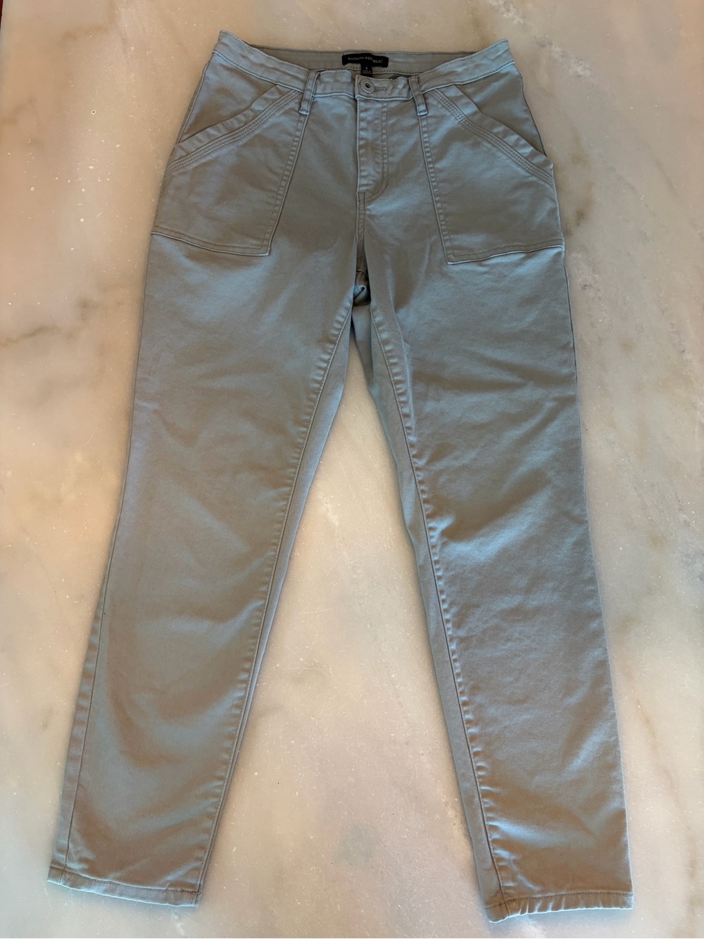 Banana Republic Women's high rise twill utility Straight Pants in Light Gray